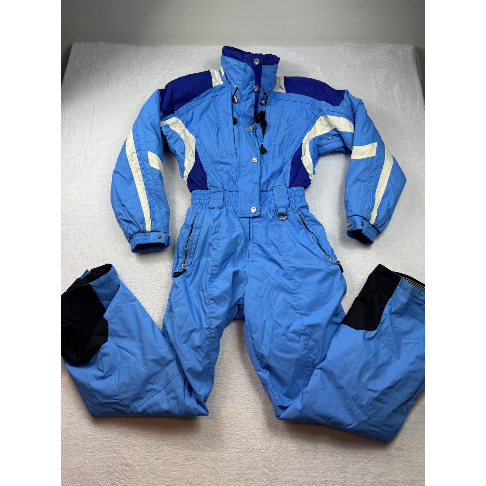 Couloir Vintage Blue Colorblock Ski Suit Womens 8 One Piece Snow Suit Insulated